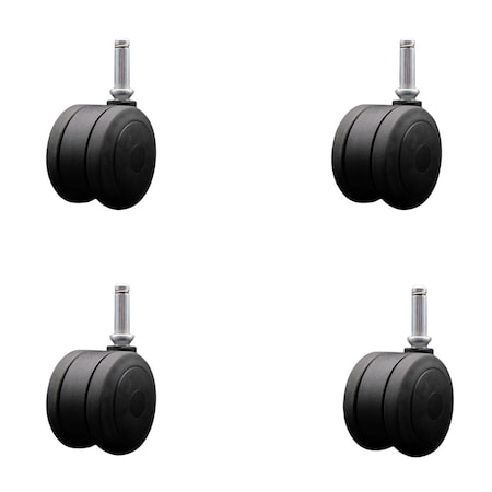 Service Caster 3'' Black Heavy Duty Floor Safe Twin Wheel Caster 7/16 Grip Ring Stem, 4PK SCC-GR02S75-TPR-BLK-716176-4